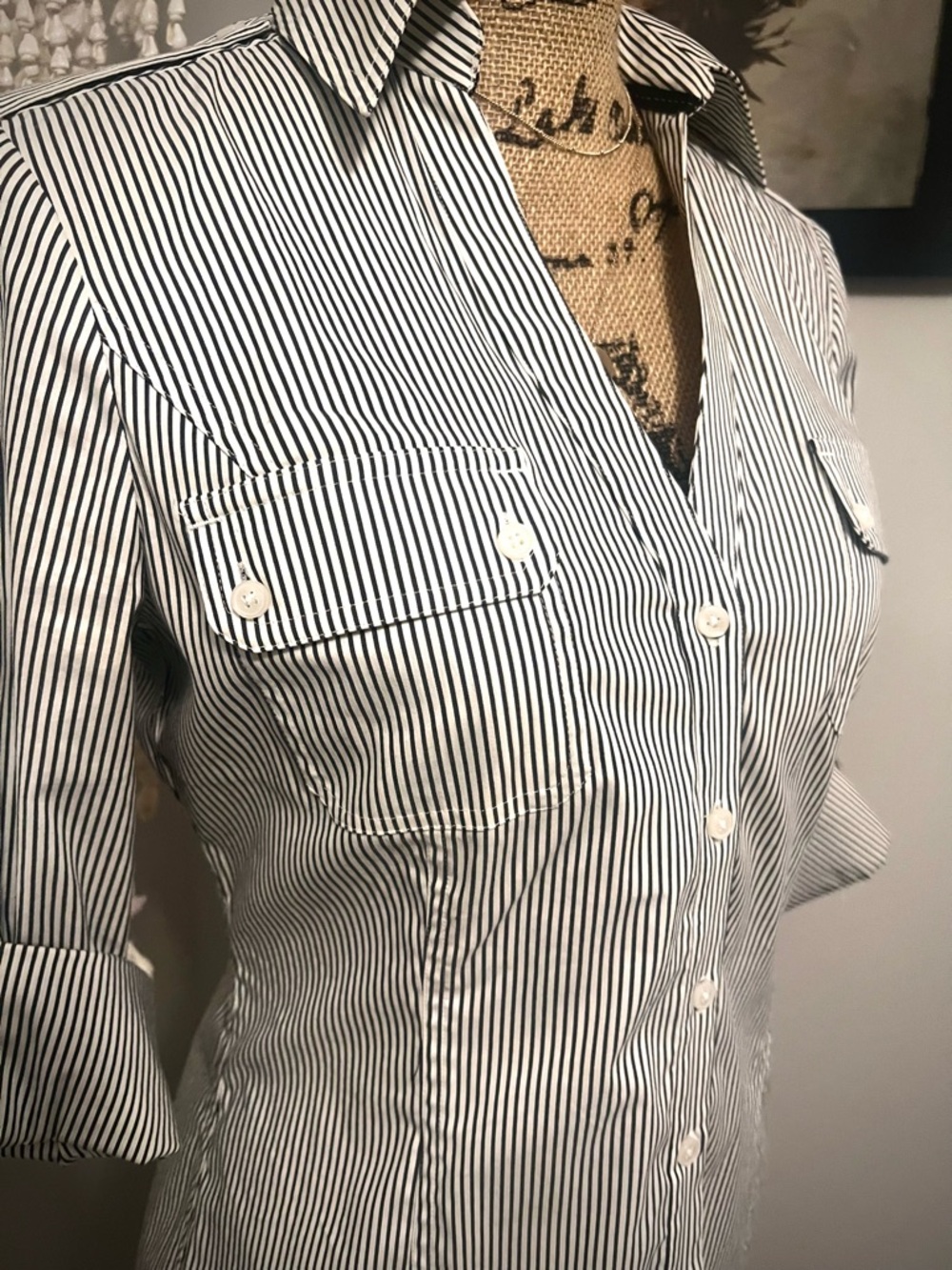 EXPRESS Classic Striped Button-Up Shirt - NWT - Picture 3 of 7